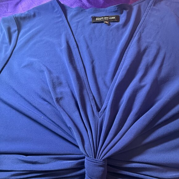 📌Jones New York Work-to- Weekend Soft Flowing Fabric Short Sleeves Midi Dress - Picture 13 of 16